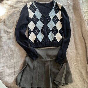 Argyle Pattern Navy Sweater